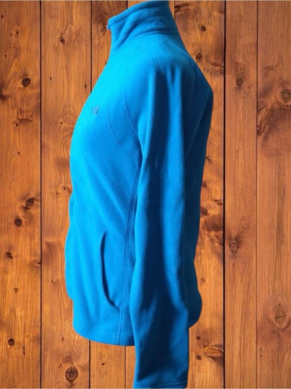 The North Face Women's Medium Long Sleeve Fleece Zip Up Sweater Jacket Logo Blue